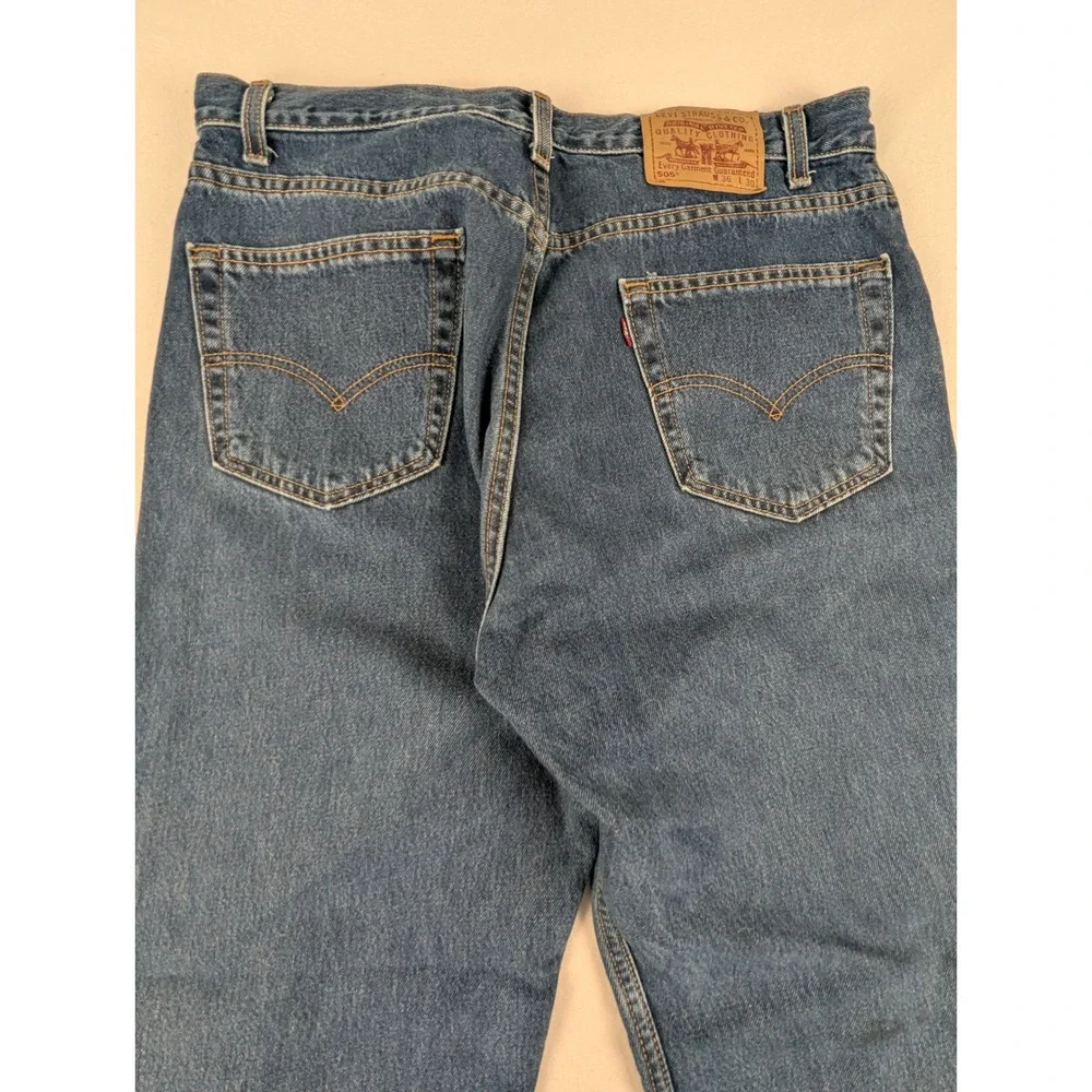 Levi's 505 Mens Reg Fit Y2K Straight Leg Jeans Blue Medium Wash W36 L30 USA Made